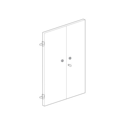 Attachable door for hook shelves. Painted grey. Sizes: mm. 990Lx20Dx1885H.