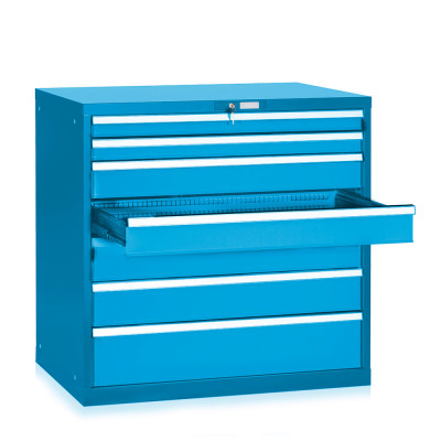 AH554BCBC 7-drawer telescopic extraction tool cabinet mm. 1023Lx725Dx1000H. Blue colour.