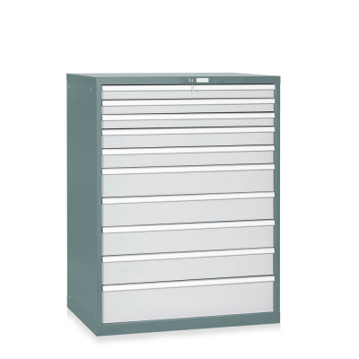 10-drawer telescopic extraction tool cabinet mm. 1023Lx725Dx1325H Colour Dark grey - light grey.