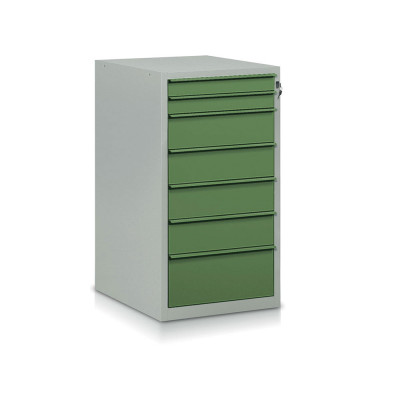 Tool cabinet with 7 drawers mm. 550Lx665Dx1000H. Grey/green.