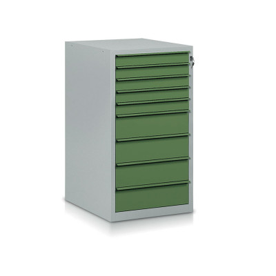 Tool cabinet with 9 drawers mm. 550Lx665Dx1000H. Grey/green.