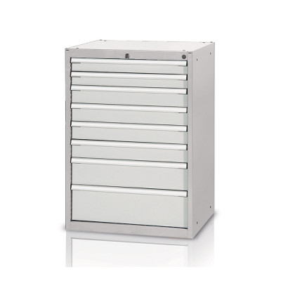 Tool cabinet with 8 drawers mm. 717Lx600Dx1000H. Light grey.