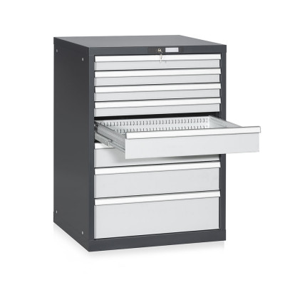 AH505ANGC 8-drawer telescopic extraction tool cabinet mm. 717Lx725Dx1000H. Colour Anthracite/light grey.