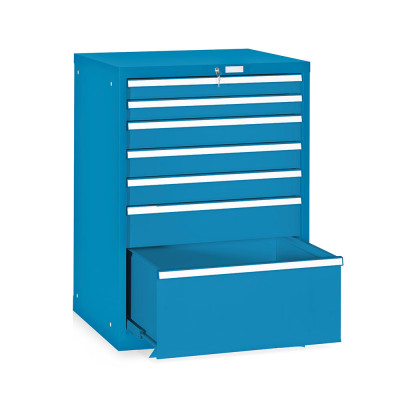 7-drawer telescopic extraction tool cabinet mm. 717Lx725Dx1000H. Blue colour.