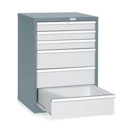 Telescopic extraction tool cabinet 6 drawers mm. 717Lx725Dx1000H. Dark grey/light grey.