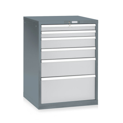 Telescopic extraction tool cabinet 6 drawers mm. 717Lx725Dx1000H. Dark grey/light grey.
