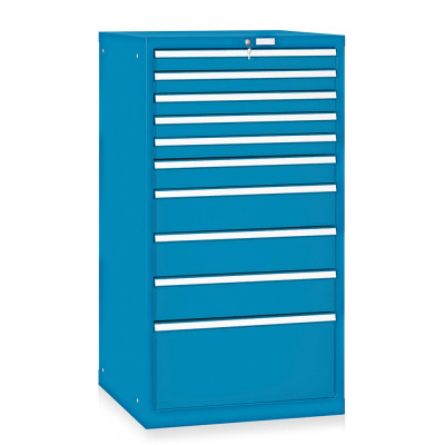 10-drawer telescopic extraction tool cabinet mm. 717Lx725Dx1325H. Blue colour.