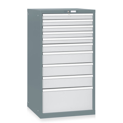 10-drawer telescopic extraction tool cabinet mm. 717Lx725Dx1325H. Dark grey/light grey.