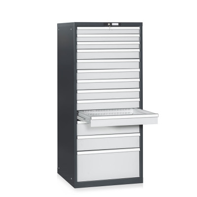 13-drawer telescopic extraction tool cabinet mm. 717Lx725Dx1625H. Colour Anthracite/light grey.