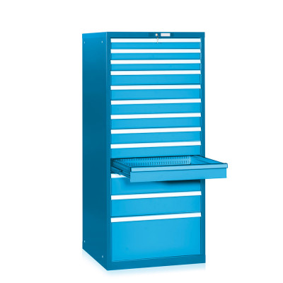 13-drawer telescopic extraction tool cabinet mm. 717Lx725Dx1625H. Blue colour.