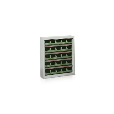 Shelf with 25 containers green mm. 840Lx270Dx990H.