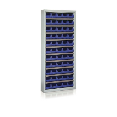 Shelf with 55 containers blue mm. 840Lx270Dx2000H.