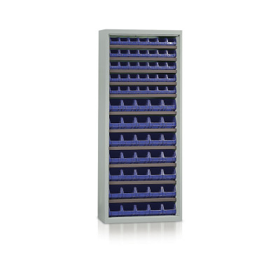 Shelf with 70 containers blue mm. 840Lx270Dx2000H.