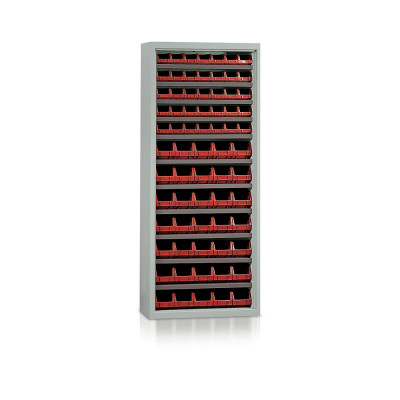 Shelf with 70 containers red mm. 840Lx270Dx2000H.