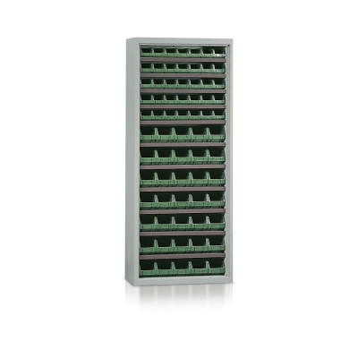 Shelf with 70 containers green mm. 840Lx270Dx2000H.