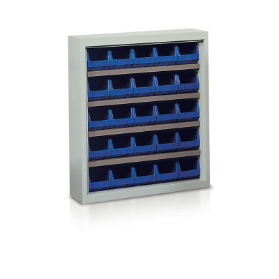 P140B Shelf con 25 containers blue mm. 840Lx270Dx990H.