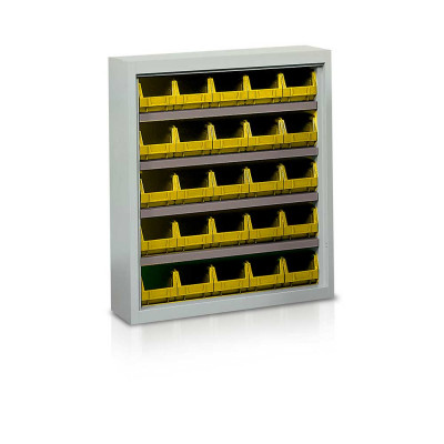 P140G Shelf with 25 containers yellow mm. 840Lx270Dx990H.