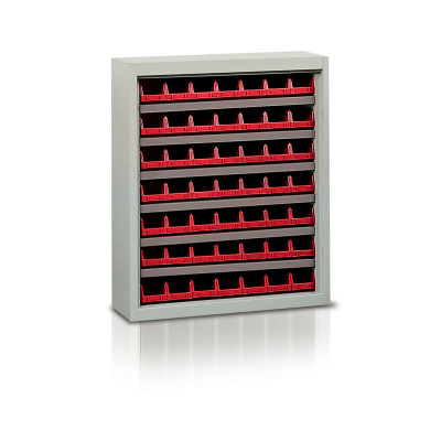 P142R Shelf with 49 containers red mm. 840Lx270Dx990H.