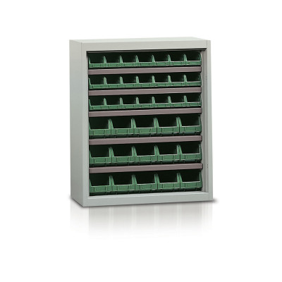Shelf with 36 containers green mm. 840Lx270Dx990H.