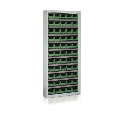 P152V Shelf with 55 containers green mm. 840Lx270Dx990H.