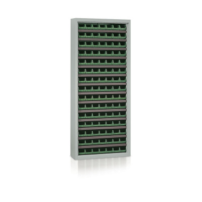 Shelf with 105 containers green mm. 840Lx270Dx990H.