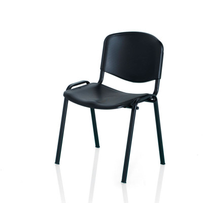 D2540/18 Fixed stacking chair with 4 legs. Black seat and back, black structure.