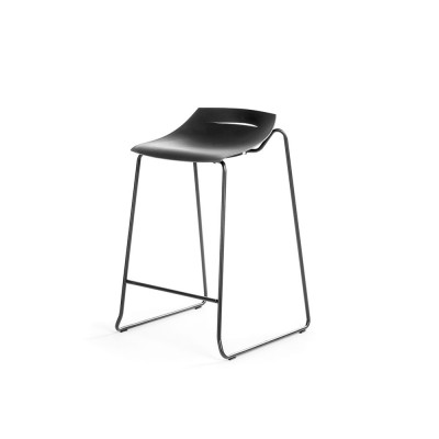 Fixed bar stool with anthracite polypropylene seat. Sizes: mm 520Lx485Dx800H.