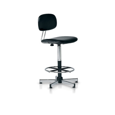 Polyurethane stool with eco-leather backrest mm. 620/750H.