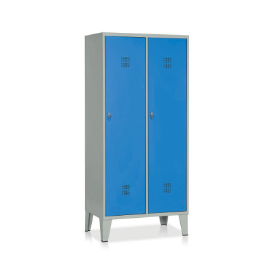 Spogliatoio 2 posti con tramezza. Grigio/Blu