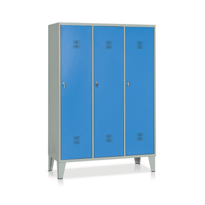 Spogliatoio 3 posti c/tramezza e p/scarpe. Grigio/Blu