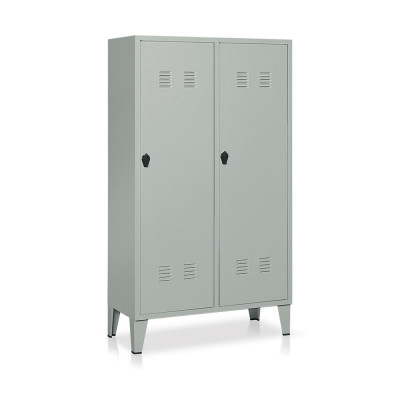 E337 Locker with 2 compartments with partition mm. 1000Lx500Dx1800H. Grey.