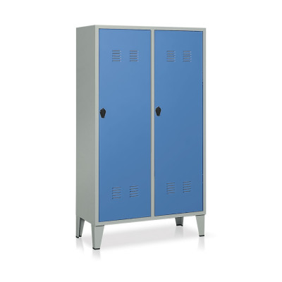 Locker with 2 compartments with partition mm. 1000Lx500Dx1800H. Grey/blue.
