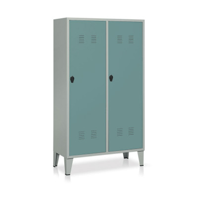 E337GVS Locker with 2 compartments with partition mm. 1000Lx500Dx1800H. Grey/dark green.