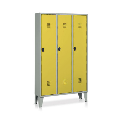 E336GG Locker 3 compartments mm. 1020Lx330Dx1800H. Grey/yellow.