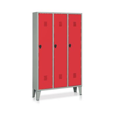 E336GR Locker 3 compartments mm. 1020Lx330Dx1800H. Grey/red.