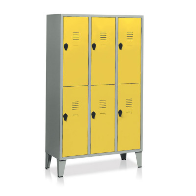 E392GG Locker 6 compartments mm. 1020Lx500Dx1800H. Grey/yellow.