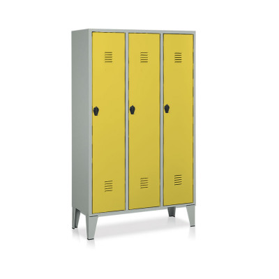 E343GG Locker 3 compartments mm. 1020Lx500Dx1800H. Grey/yellow.