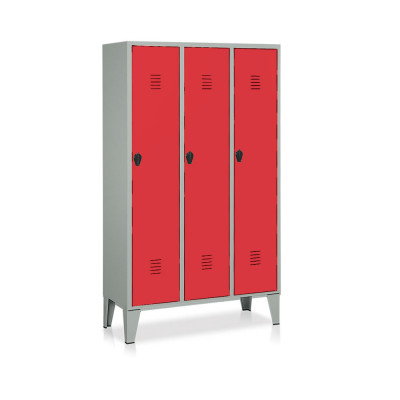 Locker 3 compartments mm. 1020Lx500Dx1800H. Grey/red.