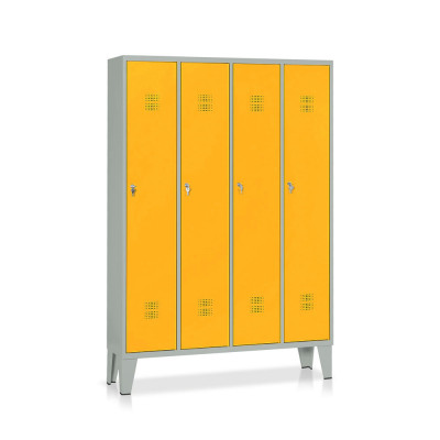 E506GG Locker 4 compartments mm. 1200Lx330Dx1800H. Grey/yellow.