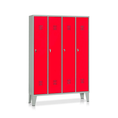 Locker 4 compartments mm. 1200Lx330Dx1800H. Grey/red.