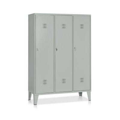 Locker 3 compartments with partition and shoe rack mm. 1200Lx500Dx1800H. Grey.