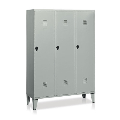 Locker with 3 compartments with partition mm. 1200Lx500Dx1800H. Grey.