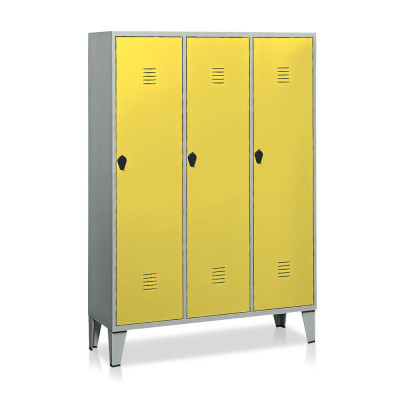 Locker with 3 compartments with partition mm. 1200Lx500Dx1800H. Grey/yellow.