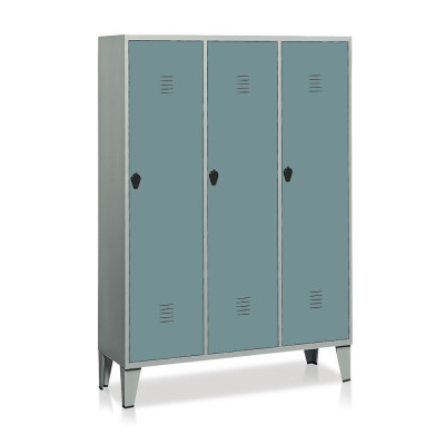 E333GVS Locker with 3 compartments with partition mm. 1200Lx500Dx1800H. Grey/dark green.