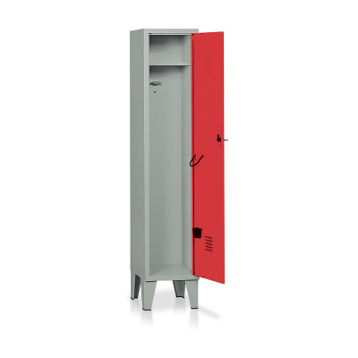 E334GR Locker 1 compartment mm. 360Lx330Dx1800H Grey/red.