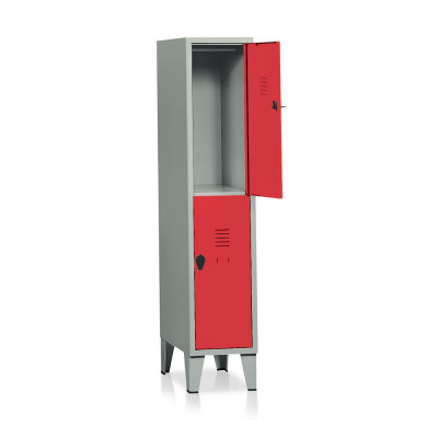 Locker 2 compartments mm. 360Lx500Dx1800H. Grey/red.
