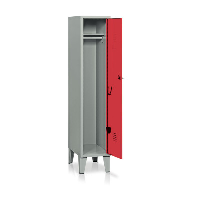 E341GR Locker 1 compartment mm. 360Lx500Dx1800H. Grey/red.