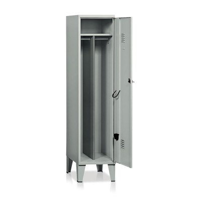 Locker with 1 compartment with partition mm. 415Lx500Dx1800H. Grey.