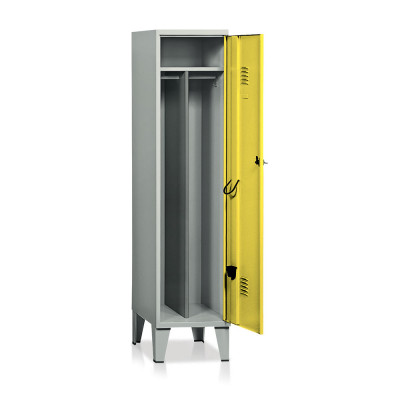 Locker with 1 compartment with partition mm. 415Lx500Dx1800H. Grey-yellow.