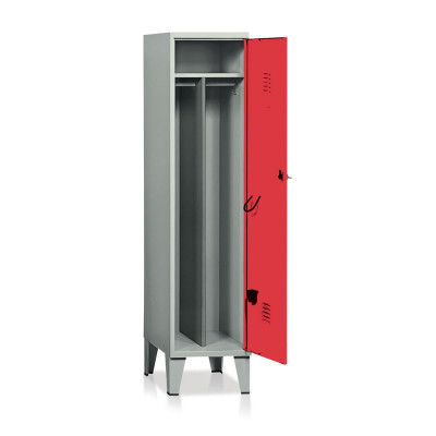 Locker with 1 compartment with partition mm. 415Lx500Dx1800H. Grey-red.